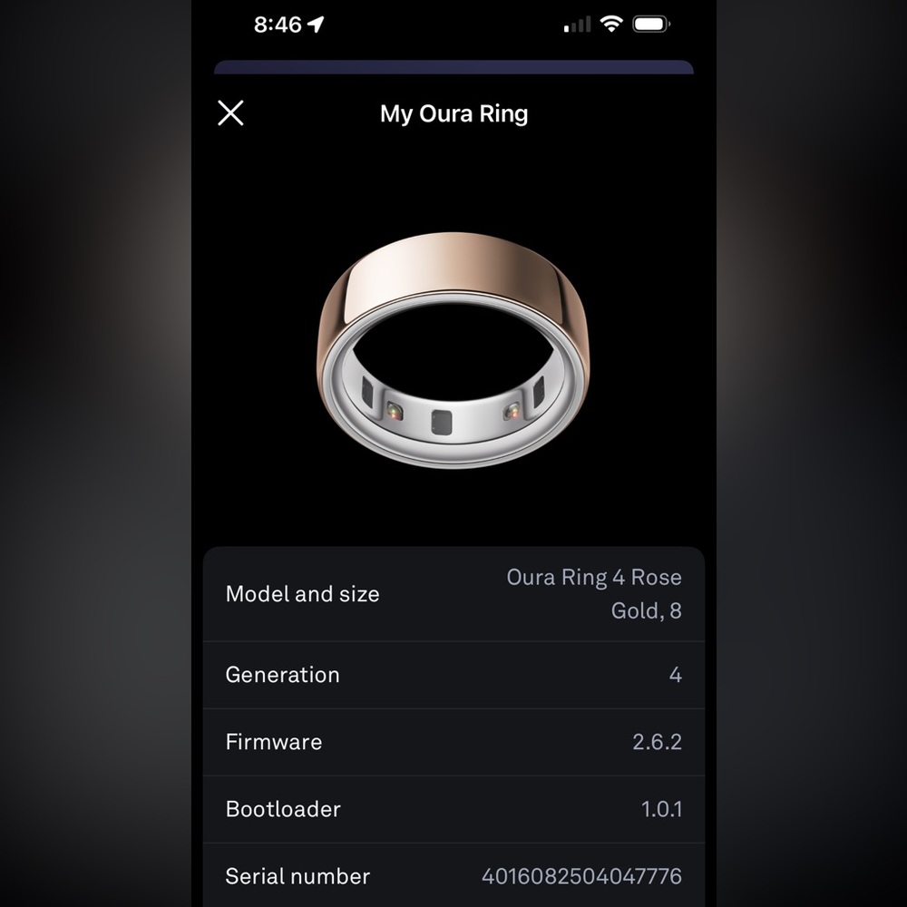 Oura Smart Ring 4 in Rose Gold, Size 8